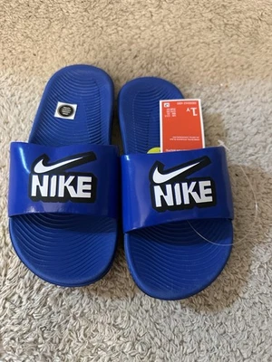 Nike Kawa Slides Slip-on Sandals Game Royal Blue Pool Water Boys Size 1Y NWOB - Image 1 of 4