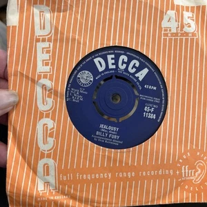 BILLY FURY - Jealousy 7” Single Vinyl Record 1961 Decca F11384 Vg+ - Picture 1 of 2