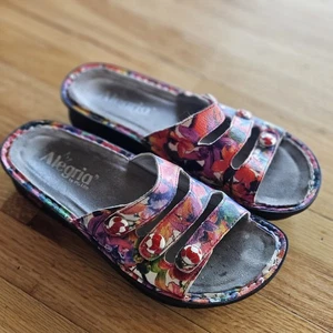 Alegria Fiona Iris Sandale Blumenmuster Leder Pantolette Schuh Damen 8 verstellbar - Bild 1 von 7