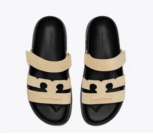 Tobogán deportivo Tory Burch Ines. Praliné / Negro perfecto. Talla #8,5. Estilo #175650 - Imagen 1 de 4