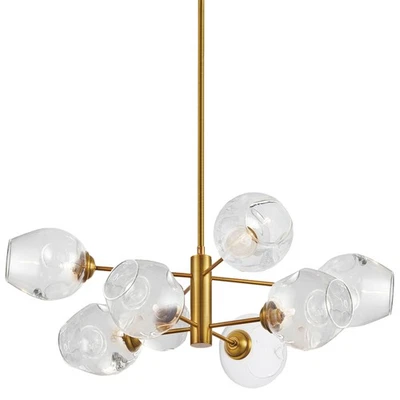 Lámpara de araña Dainolite ABI-268P-SP Abii 8 luces 26" W - bronce vintage/transparente Foto 1 de 4