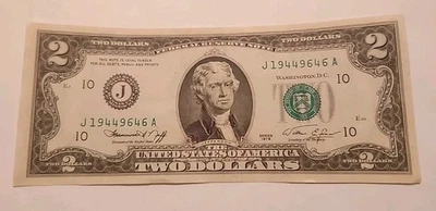 1976 $2 Two Dollar Bicentennial Bill Federal Reserve Note   - Image 1 of 4