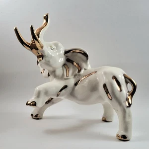 Elefante de porcelana Midcentury Hollywood Regency con superposición dorada ENVÍO GRATUITO - Imagen 1 de 17