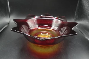Antike Fenton Glas Schale Rubinrot Amberina Lotusblüte 8 Blütenblätter Blume - Bild 1 von 7
