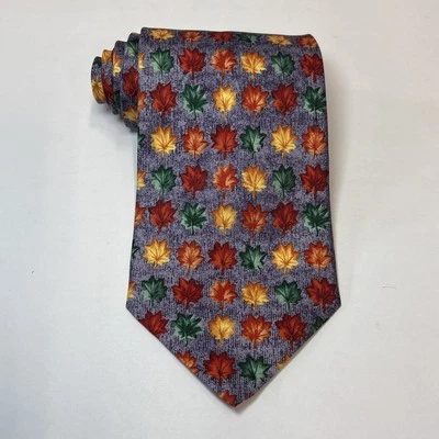 Corbata Dunhill Otoño Hoja de Arce AOP Colorida Corbata Para Hombre Hecha en Italia 57” x 3.75” Usada en Excelente Condición Foto 1 de 4