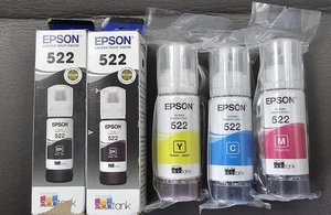 Original Epson 522 Tintenflaschen 6 Stück für ET-2720 ET-2800 ET-2400 ET-4700 ET-4800 - Bild 1 von 4