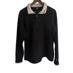KUHL Women's Fleece Quarter Zip Pullover Outdoors Black Sweater Sz XL Cozy Warm - Picture 1 of 6