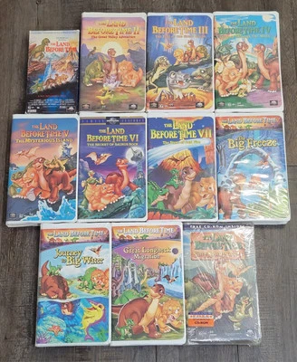 The Land Before Time 1 2 3 4 5 6 7 8 9 10 11 & Sing Along Songs Complete Set VHS - Image 1 of 4