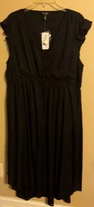 JESSICA SIMPSON  Black Lightweight DRESS Loose Fit GABBIE HI-LOW FLUTTER SLEEVES - Picture 1 of 6