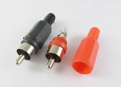 Conector de cable de audio y video tipo soldadura enchufe macho fono RCA rojo + negro 10 un. - Imagen 1 de 2