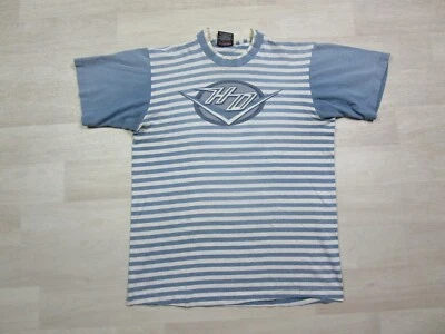 复古 Harley Davidson T 恤 (M) 1990 年代条纹双领俄亥俄州代理 — 第 1/4 张图片