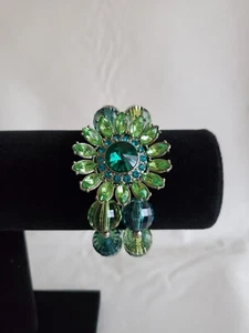Pulsera elástica floral con cuentas con estrás verde claro/flor verde azulado - Imagen 1 de 3