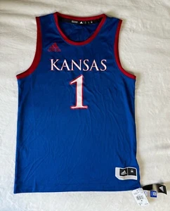 Neu mit Etikett Kansas Jayhawks Trikot Herren Gr. Medium Adidas Basketball #1 blau KU Swingman - Bild 1 von 8