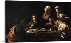 ARTCANVAS Supper at Emmaus 1606 Canvas Art Print by Caravaggio - Picture 1 of 11
