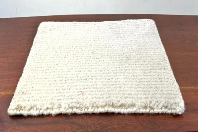 Hand Woven Table Mats For Kitchen Boho Accent Handmade Small Rugs White Wool Mat - Image 1 of 4