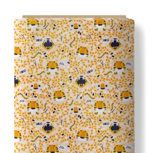 DIGITALDRUCK SCHLÄFRIGE TIGER ORANGE 100% BAUMWOLLE STOFF pro halben Meter - Bild 1 von 2