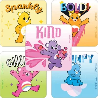 SMILE MAKERS 25 Care Bears Character Stickers Party Favors Teacher Supply rewards 1 5/8"