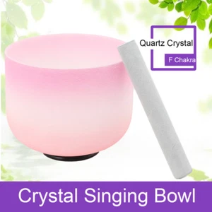 8 in F Note Crystal Singing Bowl Heart Chakra Colored Quartz Singing Bowl - Picture 1 of 7