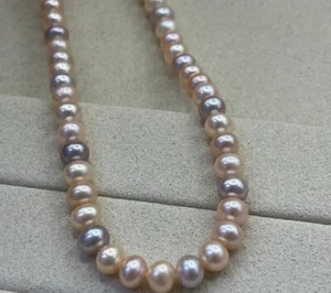 ENORME COLLAR DE PERLAS 925 18" 9-10MM NATURAL MAR SUR GENUINO CARAMELO COLOR MEZCLADO - Imagen 1 de 2