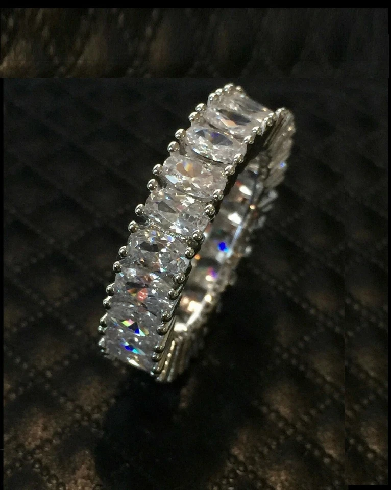 18k White Gold Plated Eternity Ring made w/Swarovski Crystal Anniversary Band - Image 1 of 4