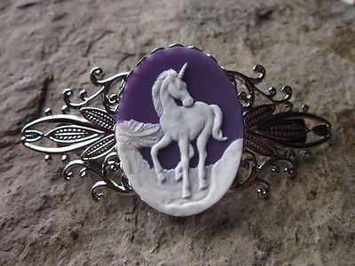 UNICORNIO, CAMAFEO PEGASO PLATA FILIGRANA PASADOR - MÍTICO - MÁGICO - PÚRPURA Foto 1 de 2