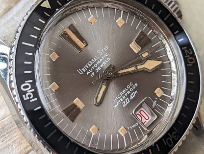 Vintage Mondaine Universal Star 20 ATM All SS Diver w/Screwdown Crown,Runs FAST - image 1 of 4