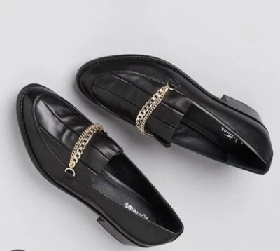 WITTNER Talla 41 0r 10 Negro Freja Cadena Mocasín Mules Zapatos Sin Cordones Tacones Medianos Foto 1 de 4