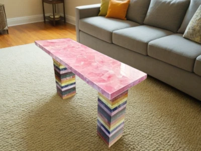 Rose Quartz Console Table & Kitchen Countertop – Premium Agate Slab for Stylish - Image 1 of 4