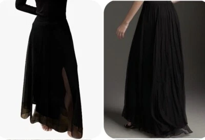 NUEVA Falda Maxi Tul Negra Transparente Tadashi De Colección Frontal Abertura Malla Superposición XS 0 2 Foto 1 de 4