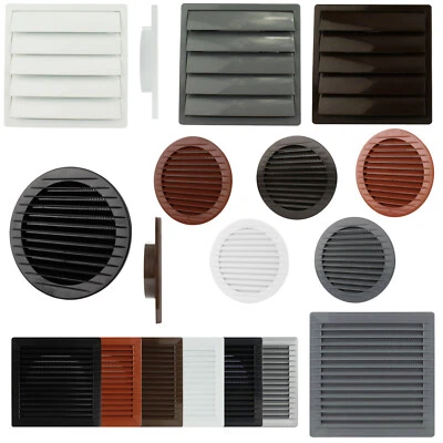 MKK Lüftungsgitter Lamellen Insektenschutz rund eckig weiß braun grau ziegelrot