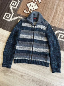 Dolce & Gabbana 90s Vintage Men's Wool Knitted Stripped Full Zip Sweater Size L - Picture 1 of 8