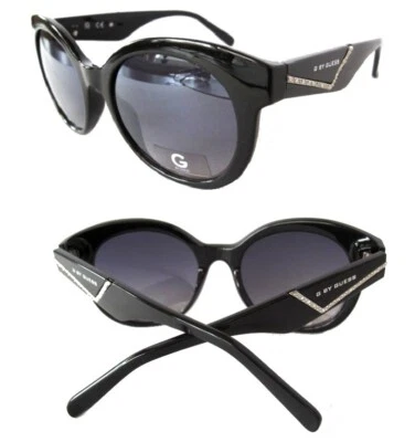 全新带标签 GUESS GG1156 女式太阳镜黑色/灰色 + Guess 小袋 75 美元 — 第 1/4 张图片