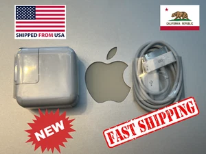 APPLE 30 PIN USB Sync Data Charging CABLE iPod iPhone iPad + Wall CHARGER NEW - Picture 1 of 10