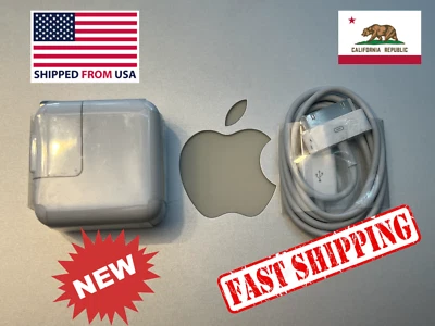 APPLE 30 PIN USB Sync Data Charging CABLE iPod iPhone iPad + Wall CHARGER NEW - Image 1 of 4