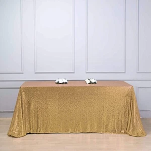 90" x 156" Sequin RECTANGULAR Tablecloth Dinner Wedding Linens Party Decorations - Picture 1 of 93
