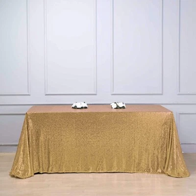 90" x 156" Sequin RECTANGULAR Tablecloth Dinner Wedding Linens Party Decorations - Image 1 of 4