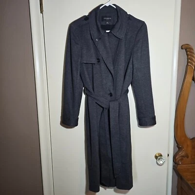 Gabardina Ann Taylor gris oscuro para mujer talla grande con bolsillos Foto 1 de 4