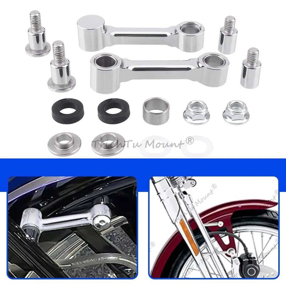 Front Fender Mount Bracket Kits Chrome For Harley Softail Springer FXSTS 93-06 - Imagem 1 de 4