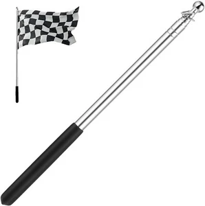 Teleskop Fahnenstange Schwarz Edelstahl Ausziehbar Leichtgewicht - Bild 1 von 7
