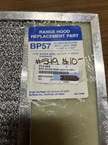 Broan BP57 Aluminum Filter Light Lens fits 43000 SL6200-R Rangaire Range Hood - Picture 1 of 3
