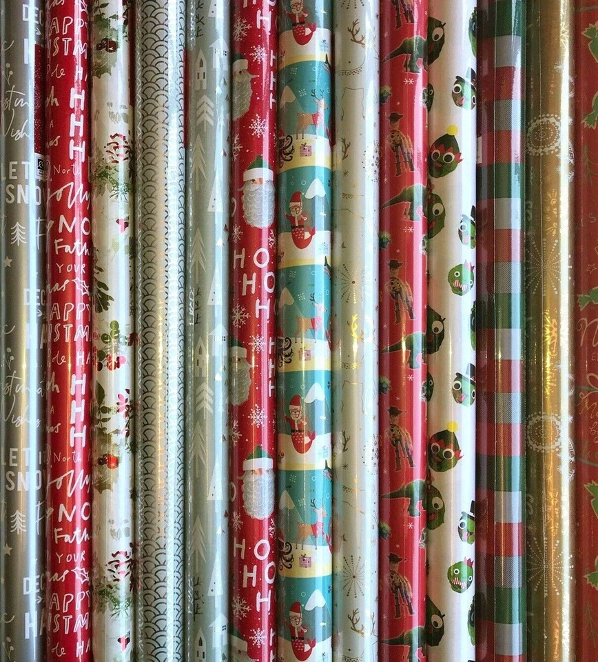 4m - 48m WRAPPING PAPER GIFT WRAP CHRISTMAS BIRTHDAY ROLLS VARIOUS DESIGNS SANTA - Image 1 of 1