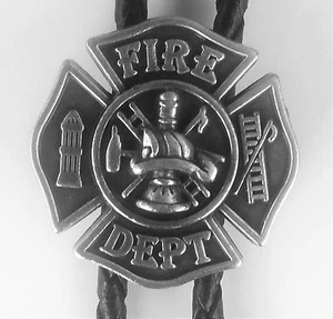 ¡NUEVA CORBATA BOLO VAQUERA OCCIDENTAL PLATEADA HOMBRE BOMBERO LOGOTIPO DEPARTAMENTO DE BOMBEROS!! - Imagen 1 de 2
