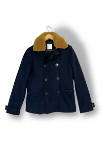 SANDRO Detachable Collar Pea Coat Blue size M Wool blend - Picture 1 of 14