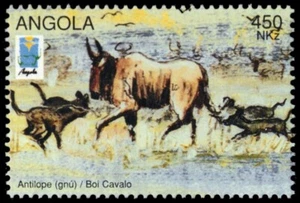 ANGOLA 961j - Lubrapex '96 Exhibition "Wild Dogs and Wildebeest" (pb70719) - Picture 1 of 1