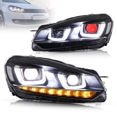 DRL LED Demon Eye Headlights For 2008-2014 Volkswagen VW Golf 6 Mk6 GTI TDI - Image 1 of 4