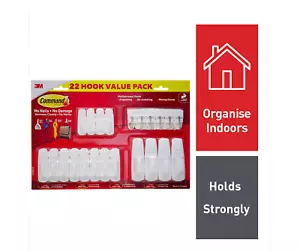 Command White Mixed Wall Adhesive Hooks Value Pack - 22 Pack - Picture 1 of 7