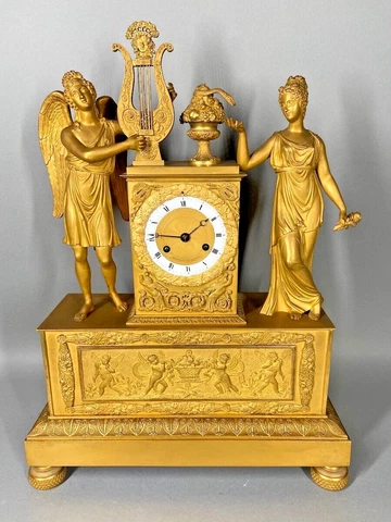 FRENCH EMPIRE ANTIQUE BRONZE TABLE / MANTLE  CLOCK 1810 Cover