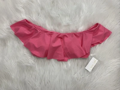 Top de bikini Trina Turk para mujer talla 8 rosa con volantes fuera del hombro nuevo $88 Foto 1 de 4