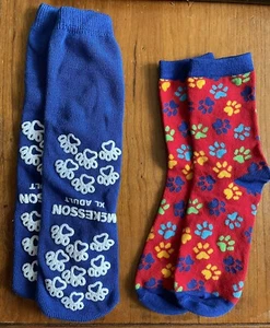 Cat and Dog Print Socks Size 9-11 Blue & Red Polyester Blend  - Picture 1 of 2