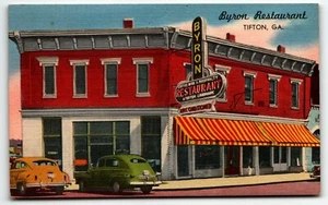 Postal publicitaria de lino Byron Restaurant Tifton Georgia GA - Imagen 1 de 2